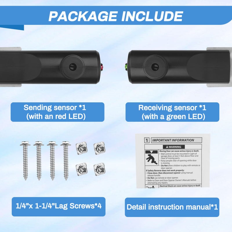 Vanesa Garage Door Sensors for Genie/Overhead  Garage Door Sensor GSTB-R STB-BL Compatible with Genie/Overhead Garage Door Opener Made After 1993  Item Includes Two Sensors (Receiving&Sending) - Image 2